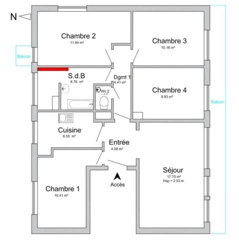 Appartement à vendre 5 pièces de 82 m²