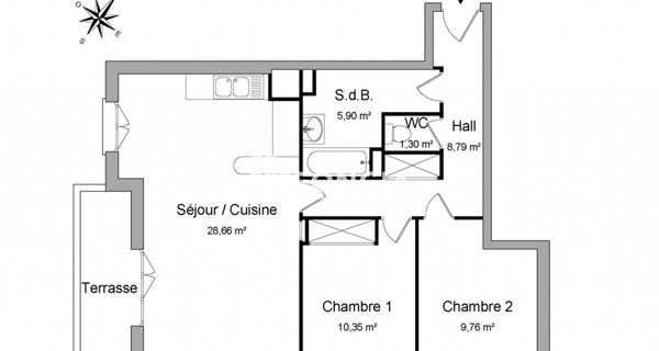 Location Appartement 3 pièces 64.76 m² - Cabestany 66330