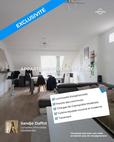 RIVES Appartement 3 pièces – 62 m² – Dernier étage au calme, lumière & sérénité