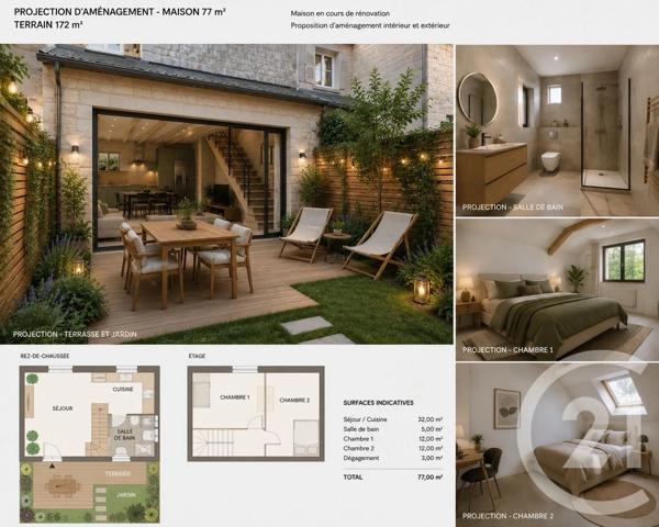 Maison à vendre  3 pièces - 77 m 2   NANCY  - 54