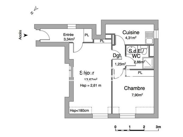 Location Appartement 2 pièces 33.3 m² - 40 RUE MONTAGNE STE GENEVIEVE Paris 75005