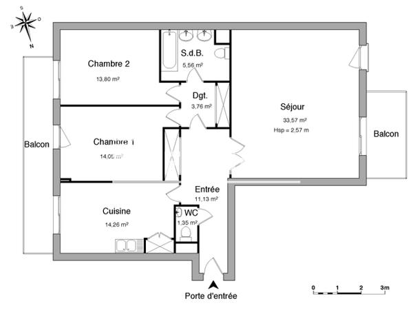 Location Appartement meublé 3 pièces 97.6 m² - 9 QUAI CLEMENCEAU Nimes 30900