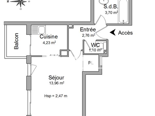 Location Studio 25.75 m² - 10 COURS DE REFFYE Tarbes 65000