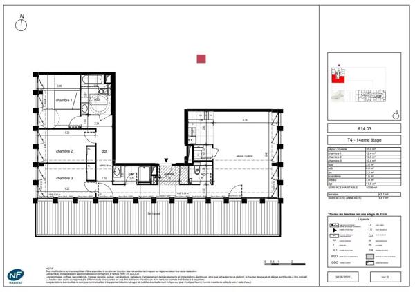 LYON – appartement neuf luxe 4 pièces, grande terrasse panoramique SUD, parking