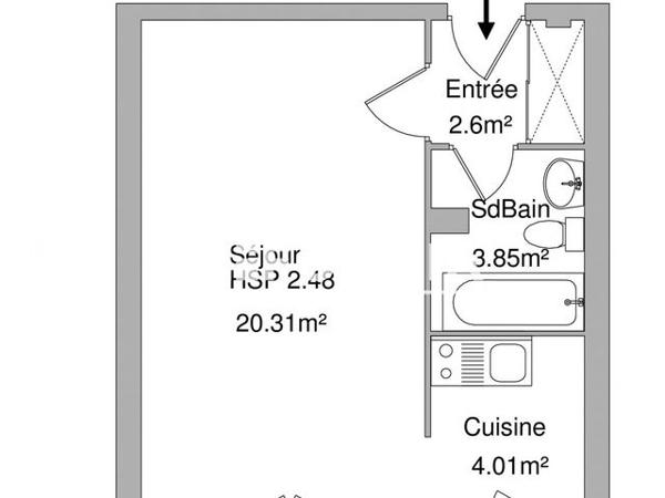 Location Studio 30.8 m² - RESIDENCE MADELEINE PARC Orleans 45000