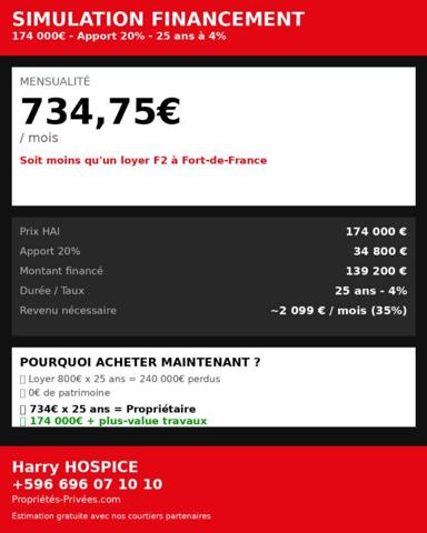 EXCLUSIVITE - FORT-DE-FRANCE - RARE 470m² - Maison 7P 119m² - 2x F2 - Idéal investisseur ou famille - 174 000