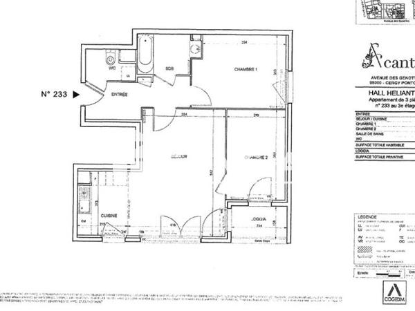 Location Appartement 3 pièces 61.2 m² - 2 AVENUE DES BEGUINES Cergy Saint Christophe 95800