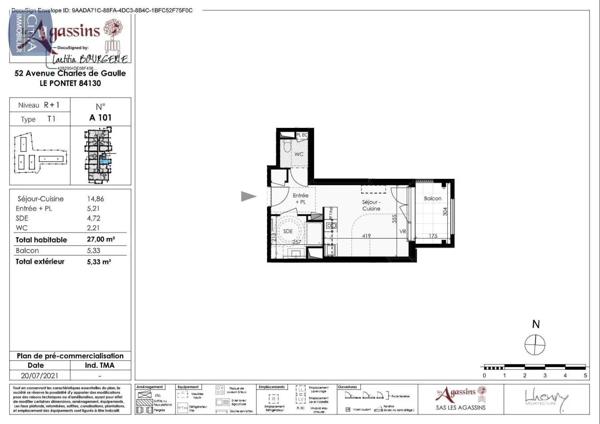 Appartement à louer 1 pièce 27m² Le Pontet (84130)