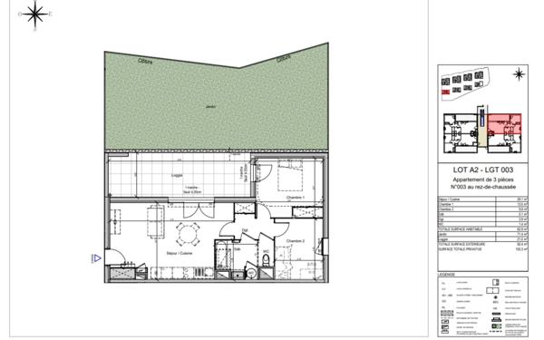 Appartement à vendre    3 pièces •  Rodilhan