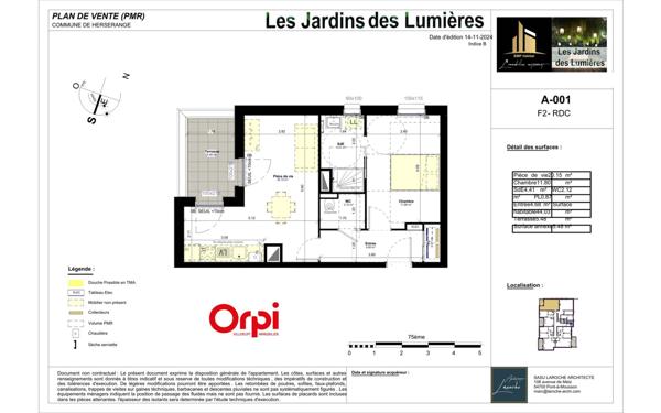 Appartement à vendre    2 pièces •  Herserange