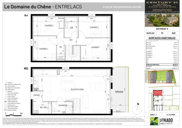 Maison à vendre  5 pièces - 98,28 m 2   ENTRELACS  - 73