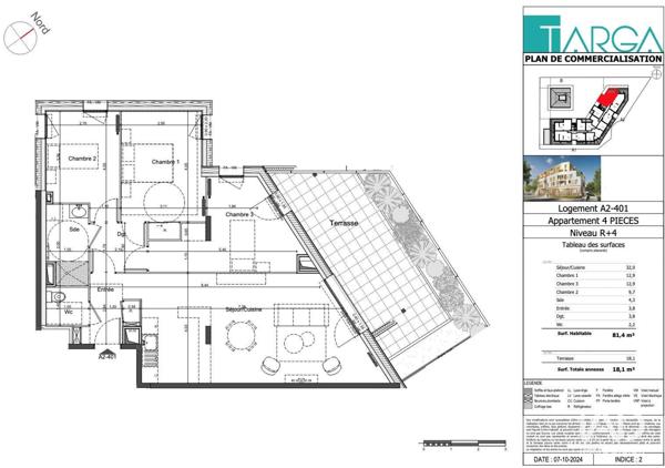 Appartement à vendre 4 pièces 81 m² Tours