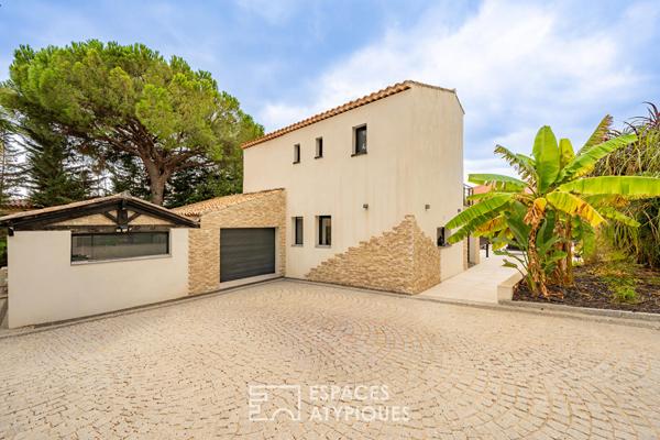 Villa contemporaine rénovée avec piscine balinaise