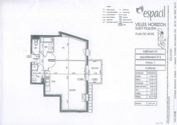 Appartement 2 pièces                                        - 44600 Saint-Nazaire - Sud-Ouest Réf : 125445
