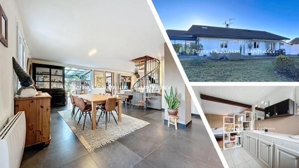 Maison contemporaine à vendre 7 pièces VIRY (74) secteur résidentiel paisible - 167 m² habitables (230 m² au sol), terrain clos 1417 m² - piscine - 9 places de stationnement