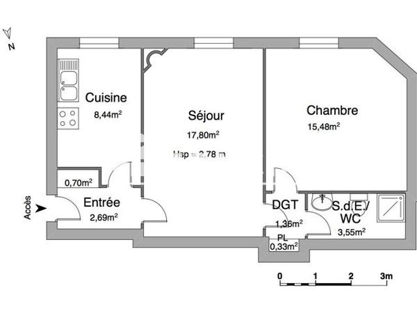 Location Appartement 2 pièces 50.35 m² - 55 RUE HENRI BAZIN Nancy 54000