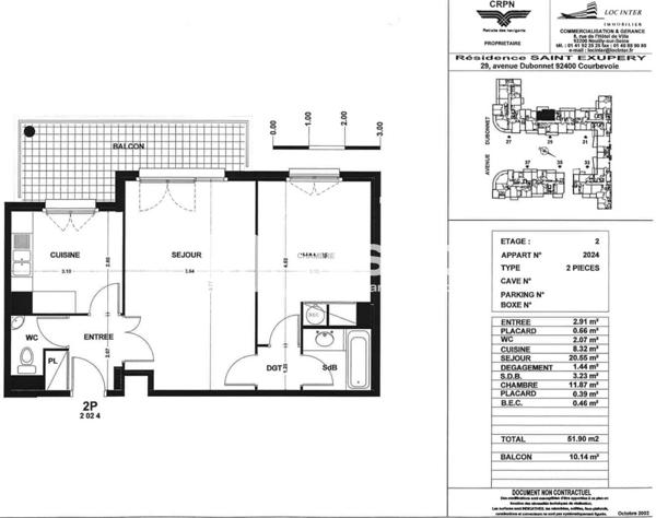 Location Appartement 2 pièces 51.9 m² - Courbevoie 92400