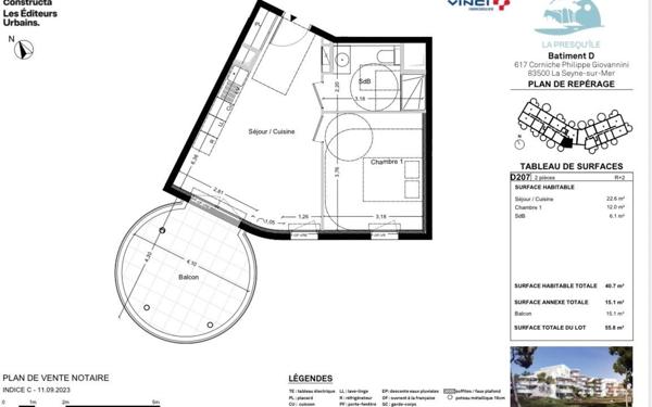 Appartement à vendre    2 pièces • 40,70 m2 La Seyne-sur-Mer