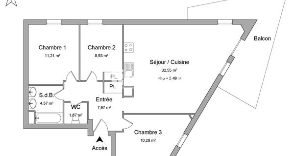 À vendre Appartement 4 pièces 77.38 m² - Strasbourg 67100