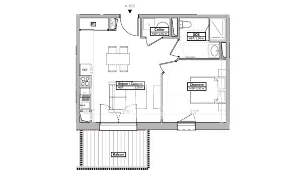 Appartement 2 pièces 40.55 m2