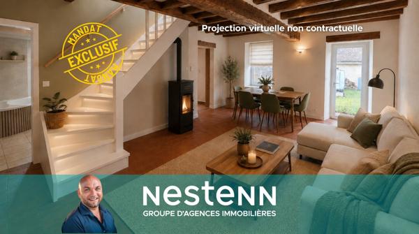 Maison rénovée à vendre proche Le Mans ? 65 m², jardin clos, terrasse, garage et poêle à granulés