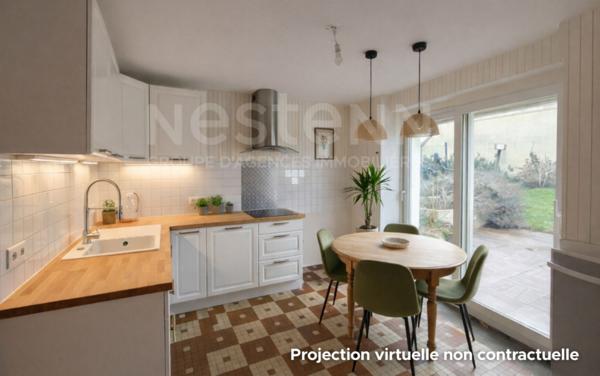 Maison rénovée à vendre proche Le Mans ? 65 m², jardin clos, terrasse, garage et poêle à granulés