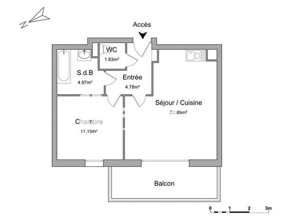 Location Appartement 2 pièces 45.62 m² - 218 AVENUE DE COLMAR Strasbourg 67100