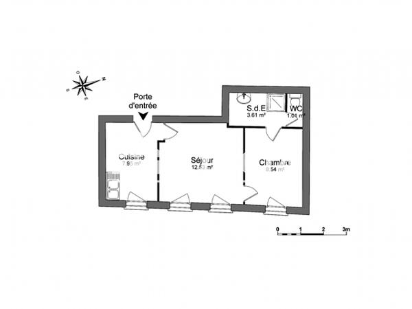Location Appartement 2 pièces 33.64 m² - 128 BD DANIELE CASANOVAS Marseille 13014