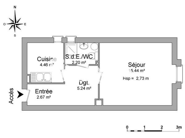 Location Studio 30.01 m² - 4 RUE DES PAIENS Srasbourg 67000