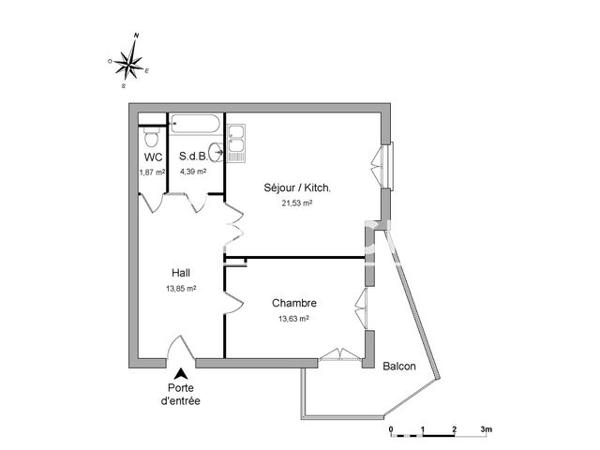 Location Appartement 2 pièces 55.27 m² - 41 RUE DU FOSSE DES TREIZE Strasbourg 67000
