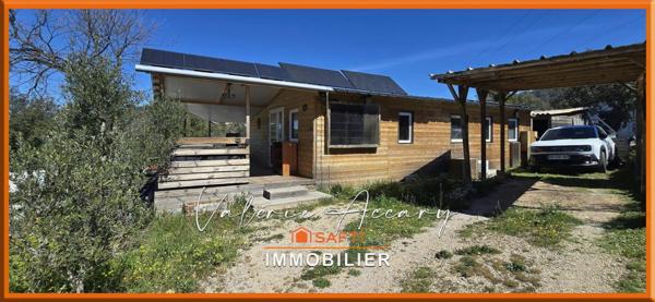 Rocbaron : Terrain de 293 m² avec chalet de 58 m², 2 chambres, terrasse, atelier...