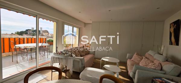 CENTRE CANNES 3 PIECES 95 M2 DERNIER ETAGE VUE MER