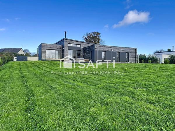 Maison ossature bois de plain pied, 4 chambres, un garage et grand jardin