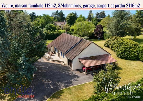 Rare à Yzeure Haut-Barrieux – Maison plain-pied rénovée – 112 m² – 3 ch – terrain 2116 m² – sans vis-à-vis – coup de cœur, endie immobilier, veronique murgue