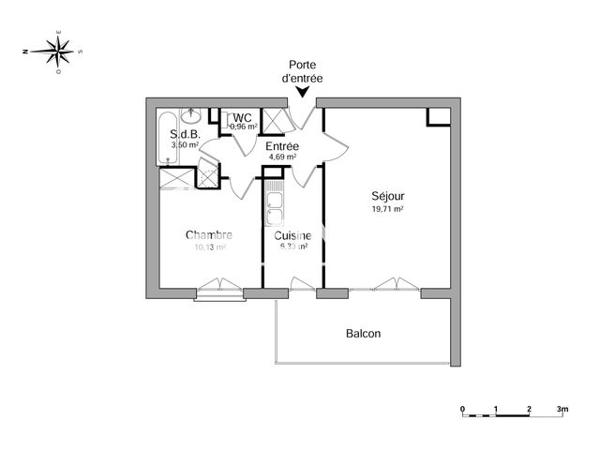 Location Appartement 2 pièces 45.32 m² - 1 RUE DU BRESIL BAT A Orleans 45000