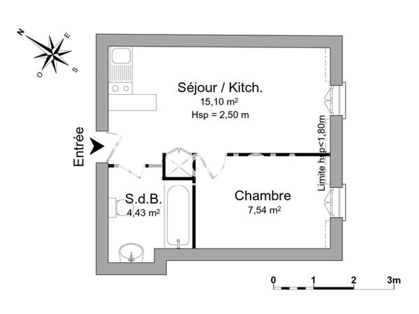 Location Appartement 2 pièces 27.07 m² - 55 RUE DE LA CATHEDRALE Poitiers 86000