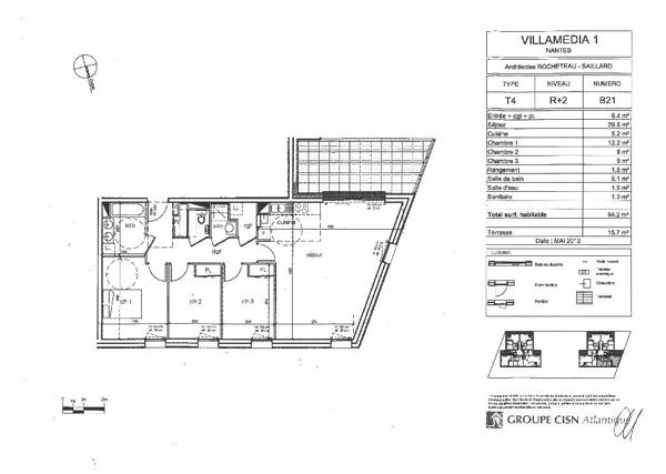Appartement T4 NANTES Croix Bonneau - 84.2 m2  235 000 Euros