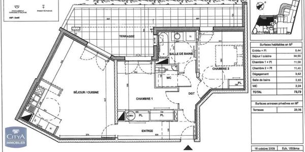 Appartement à louer 3 pièces 73.73m²