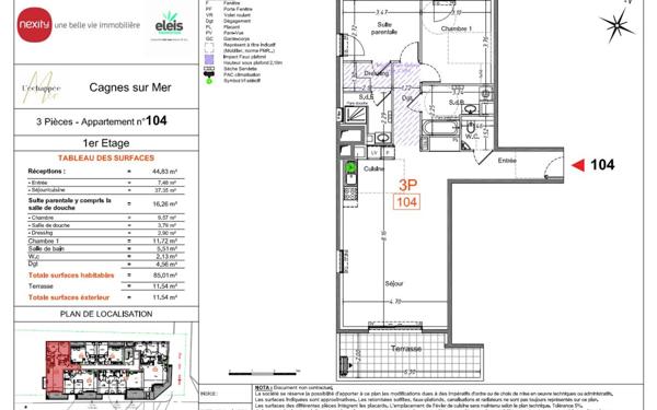 Appartement à vendre    3 pièces • 85,44 m2 Cagnes-sur-Mer