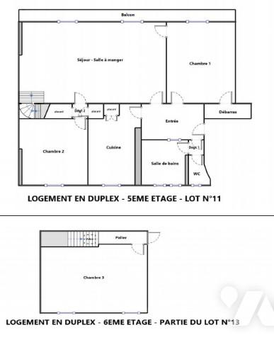 Duplex avec balcon filant Rue Claude Bernard