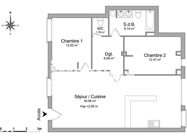 Location Appartement 3 pièces 82.86 m² - 62 RUE VICTOR HUGO Tarbes 65000