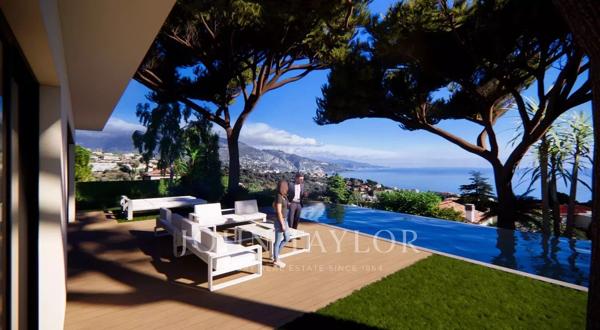 ROQUEBRUNE CAP MARTIN - VILLA 5 CHAMBRES VUE MER - PISCINE - GARAGE