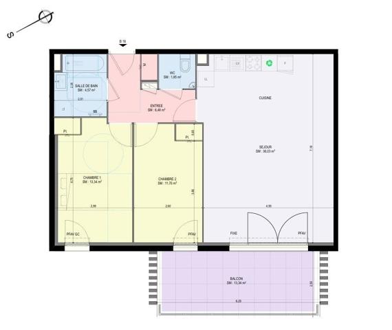 Appartement 3 pièces de 74 m² à AGAY (83530)