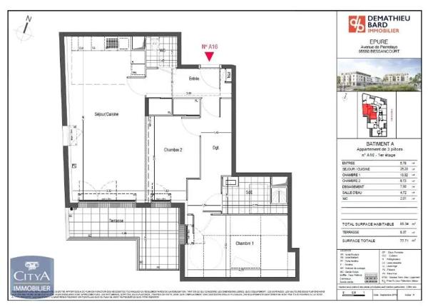 Appartement à louer 3 pièces 67.73m² Bessancourt (95550)