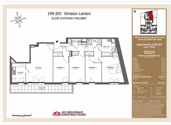 Appartement Chatenay Malabry 5 pièce(s) 96.70 m2
