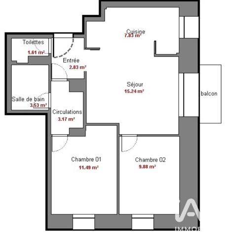 Appartement à vendre 3 pièces 55 m² Houilles