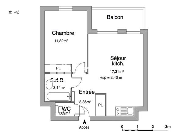 Location Appartement meublé 2 pièces 36.72 m² - 48 AVENUE DE LABARDE Bordeaux 33300