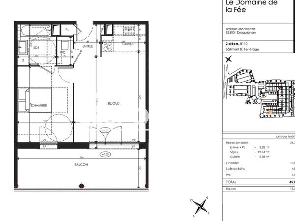 Location Appartement 2 pièces 45.87 m² - Le Domaine de la fée Draguignan 83300
