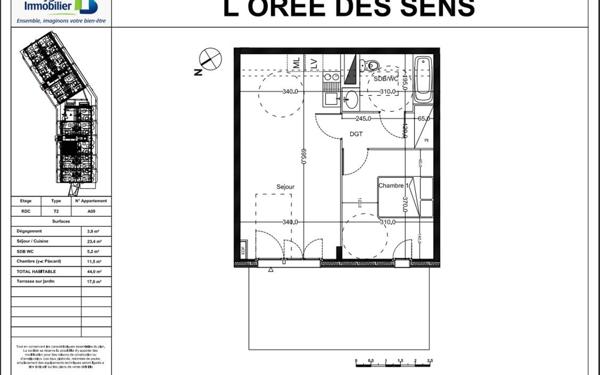 Appartement à vendre    2 pièces •  Cornebarrieu
