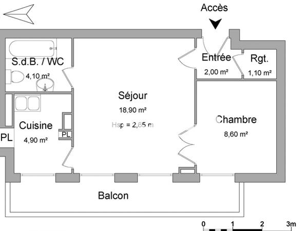 Location Appartement 2 pièces 39.6 m² - 11 RUE EDOUARD LARUE Le Havre 76600